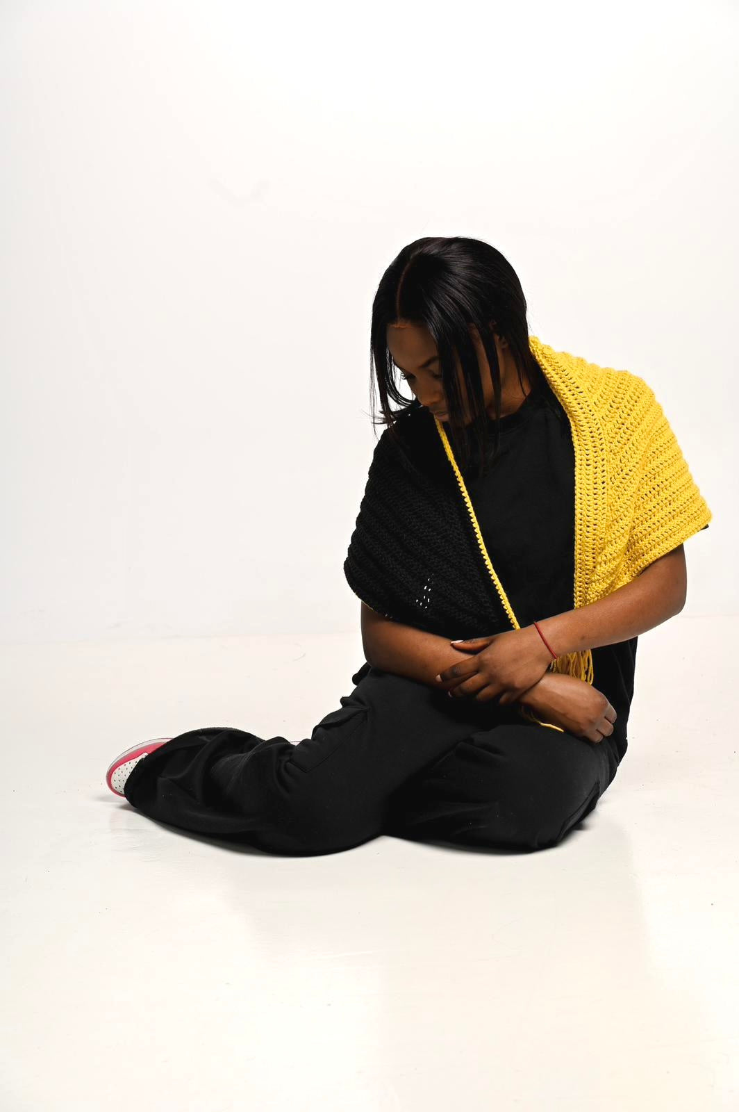 Black Pansy Crochet Scarf