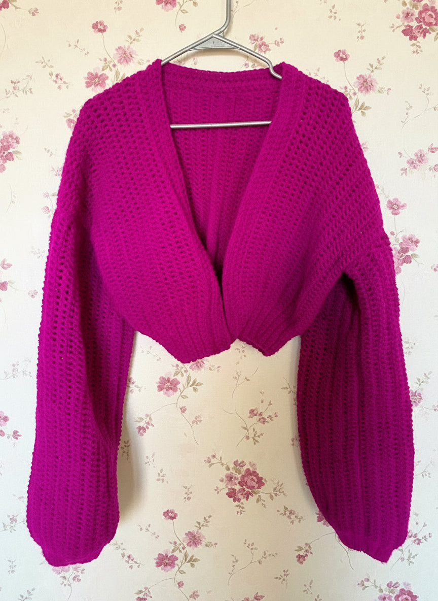 fuschia pink crochet vest