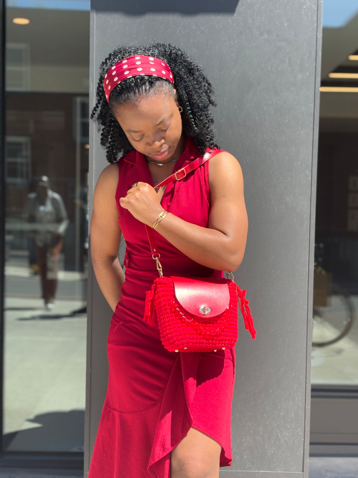 round crochet colorful handbags