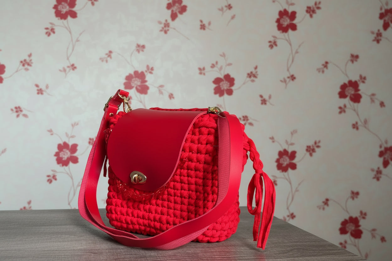 round crochet colorful handbags