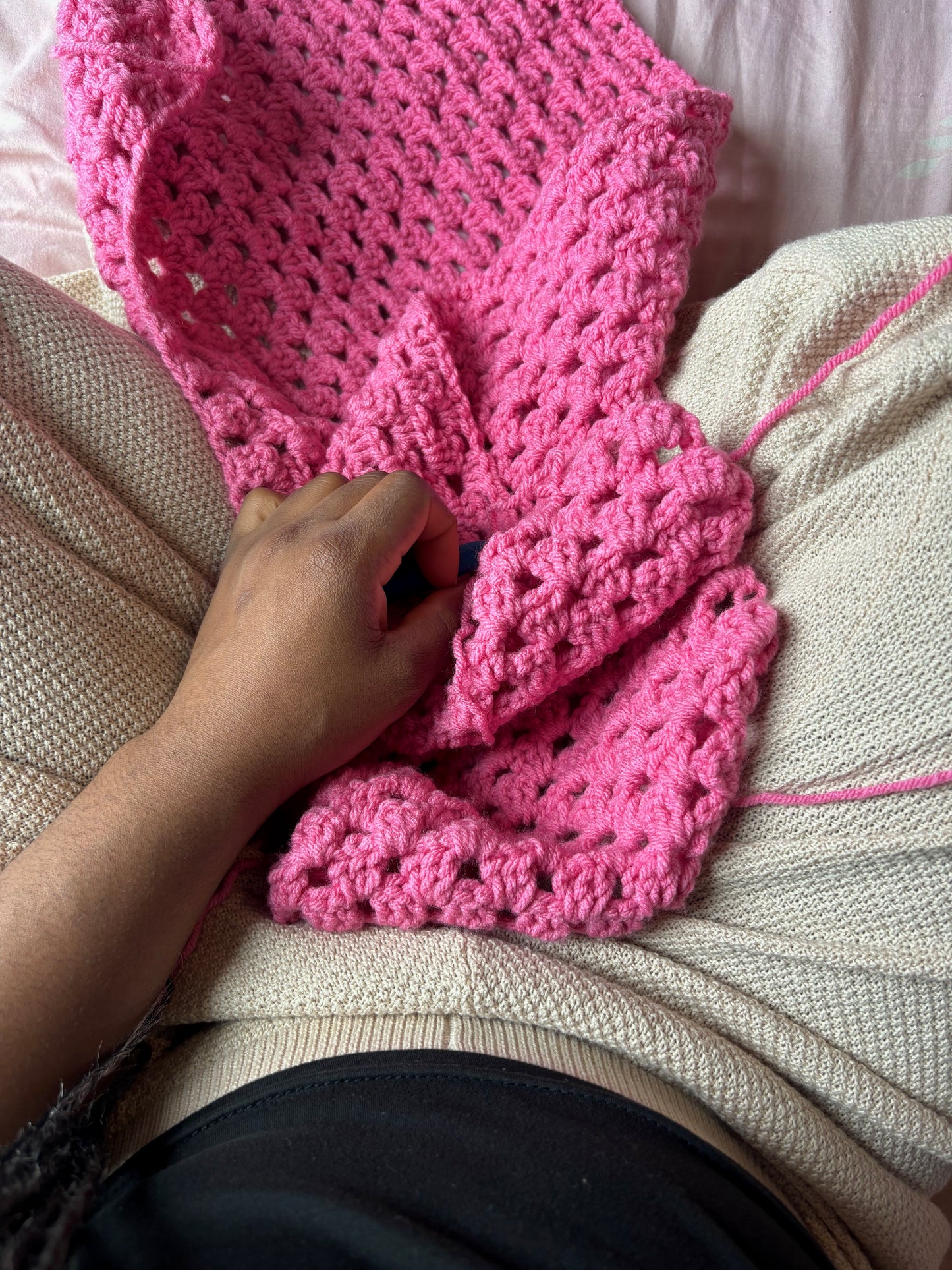 pink Tie-Front crochet Vest