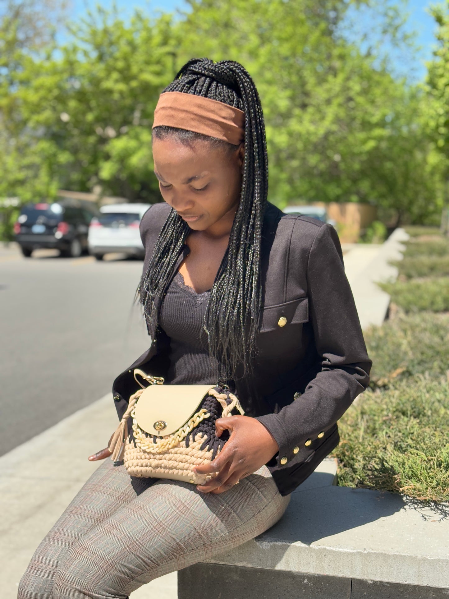 round crochet colorful handbags