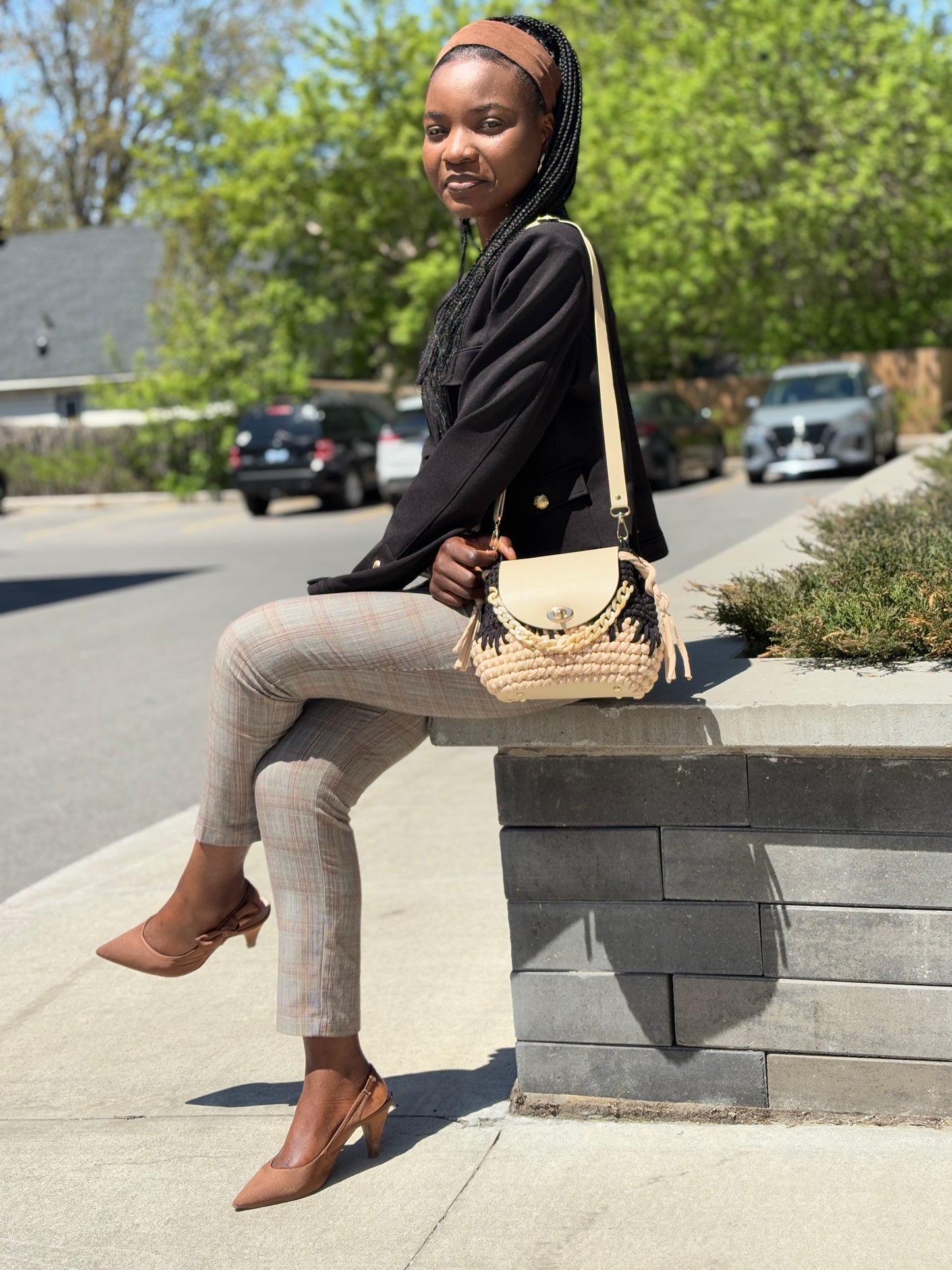 round crochet colorful handbags