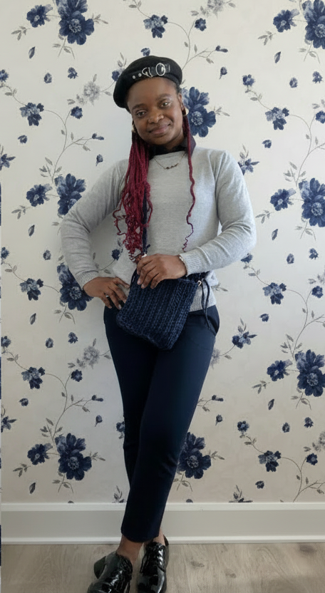 navy blue crochet crossbody purse